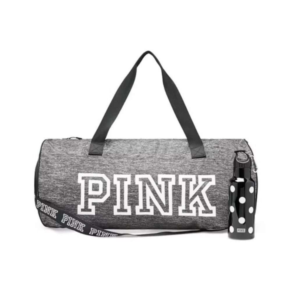 Vs pink duffel bag and water bottle set